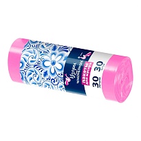 Мешки для мусора 30 л, розовые, в рулоне 30 шт., ПНД, 8 мкм, 560х480 мм, Узоры Чистоты, МУ3605 (ММЭ-30роз) в Челябинске