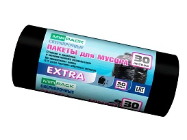 Мешки для мусора 30 л, ароматизированные, черные, в рулоне 50 шт., ПНД, 12 мкм, 600х500 мм, EXTRA, 3050500 в Челябинске
