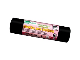 Мешки для мусора 180 л, ароматизированные, черные, в рулоне 10 шт., ПВД, 50 мкм, 1100х930 мм, EXTRA black, 18008301 в Челябинске