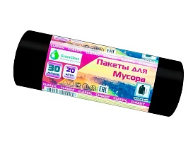 Мешки для мусора 30 л, черные, в рулоне 20 шт., ПНД, 7 мкм, 600х500 мм, MIRPACK Classik, 302040 в Челябинске