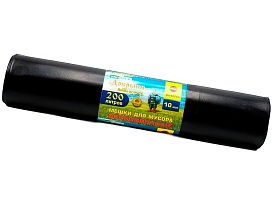 Мешки для мусора 200 л, ароматизированные, черные, в рулоне 10 шт., ПВД, 100 мкм, 1200х800 мм, Добрыня, Dob20010black в Челябинске