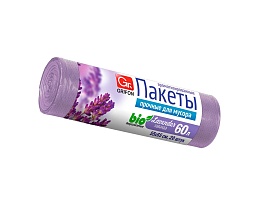 Мешки для мусора 60 л, ароматизированные, Лаванда, сиреневые, в рулоне 20 шт., ПНД, 9 мкм, 650х550 мм, GRIFON Aroma, 101-023 La в Челябинске