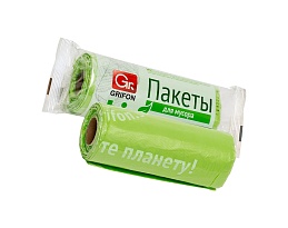 Мешки для мусора 30 л, биоразлагаемые, на втулке, зеленые, в рулоне 20 шт., ПНД, 12 мкм, 600х500 мм, GRIFON Bio, 100-031 в Челябинске