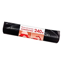 Мешки для мусора 240 л, черные, в рулоне 10 шт., ПВД 100 мкм, 1350х900 мм, Концепция Быта, 603887 в Челябинске