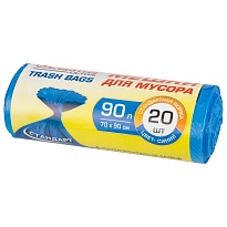 Мешки для мусора 90 л, синие, в рулоне 20 шт., ПНД, 14 мкм, 900х700 мм, LAIMA ULTRA, 607693 в Челябинске