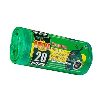 Мешки для мусора 20 л, биоразлагаемые, с ручками, черные, в рулоне 30 шт., ПНД, 10 мкм, 550х440 мм, Крепак, 4607075710047 в Челябинске