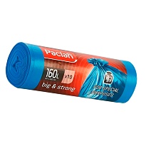Мешки для мусора 160 л, синие, в рулоне 10 шт., ПВД, 21 мкм, 1200х870 мм, PACLAN Big&Strong, 604075 в Челябинске