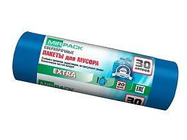 Мешки для мусора 30 л, ароматизированные, синие, в рулоне 20 шт., ПНД, 12 мкм, 600х500 мм, EXTRA, 3020501 в Челябинске
