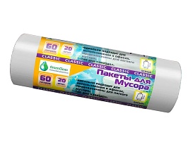 Мешки для мусора 60 л, белые, в рулоне 20 шт., ПНД, 7 мкм, 700х600 мм, MIRPACK Classik, 602052 в Челябинске