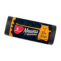 Мешки для мусора 35 л, с ушками, черные, в рулоне 30 шт., ПНД, 10 мкм, 655х500 мм, Comfort, М6064 в Челябинске