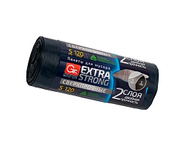 Мешки для мусора 120 л, двухслойные, синие, в рулоне 5 шт., ПВД, 45 мкм, 1100х700 мм, GRIFON EXTRA STRONG, 101-076 в Челябинске