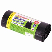 Мешки для мусора 30 л, черные, в рулоне 30 шт., ПНД, 7 мкм, 550х480 мм, Любаша, 608089 в Челябинске