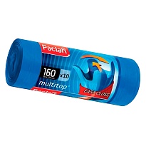 Мешки для мусора 160 л, с ушками, синие, в рулоне 10 шт., ПВД, 30 мкм, 1250х900 мм, PACLAN Multitop, 604064 в Челябинске