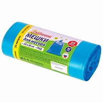 Мешки для мусора 35 л, синие, в рулоне 30 шт., ПНД, 10 мкм, 600х500 мм, Любаша, 608091 в Челябинске