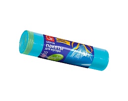 Мешки для мусора 50 л, с завязками, голубые, в рулоне 15 шт., ПНД, 14 мкм, 700х600 мм, GRIFON, 101-063 в Челябинске