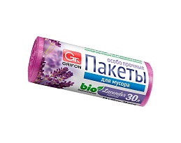 Мешки для мусора 30 л, ароматизированные, Лаванда, сиреневые, в рулоне 20 шт., ПНД, 9 мкм, 560х530 мм, GRIFON Aroma, 101-020 La в Челябинске
