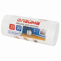 Мешки для мусора 35 л, белые, в рулоне 30 шт., ПНД, 6 мкм, 550х480 мм, LAIMA, 605538 в Челябинске