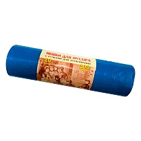 Мешки для мусора 100 л, с завязками, синие, в рулоне 10 шт., ПВД, 40 мкм, 840х670 мм, Концепция Быта Vitalux, 604933 в Челябинске