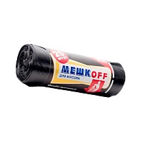 Мешки для мусора 60 л, черные, в рулоне 20 шт., ПНД, 9 мкм, 700х600 мм, МЕШКОFF, 4045 в Челябинске