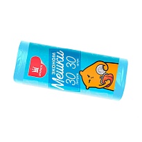 Мешки для мусора 30 л, синие, в рулоне 30 шт., ПНД, 5 мкм, 560х480 мм, Эконом, МЭ3841 (ПМ-30-30) в Челябинске